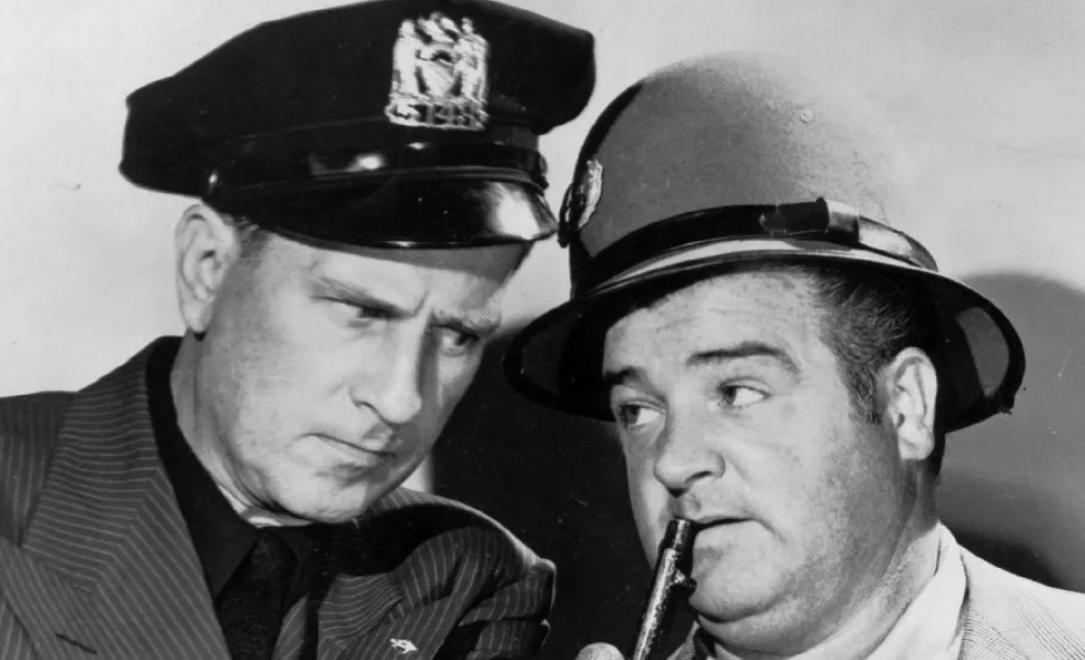 Photo of Bud Abbott and Lou Costello from their NBC Radio program